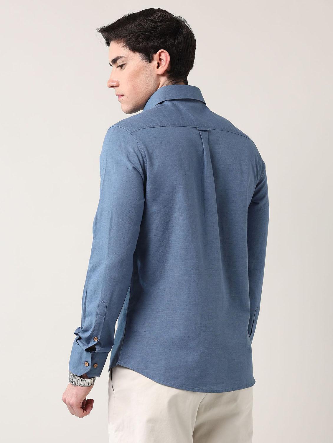 men solid long sleeve regular fit casual shirt - 21943341 - Standard Image - 3