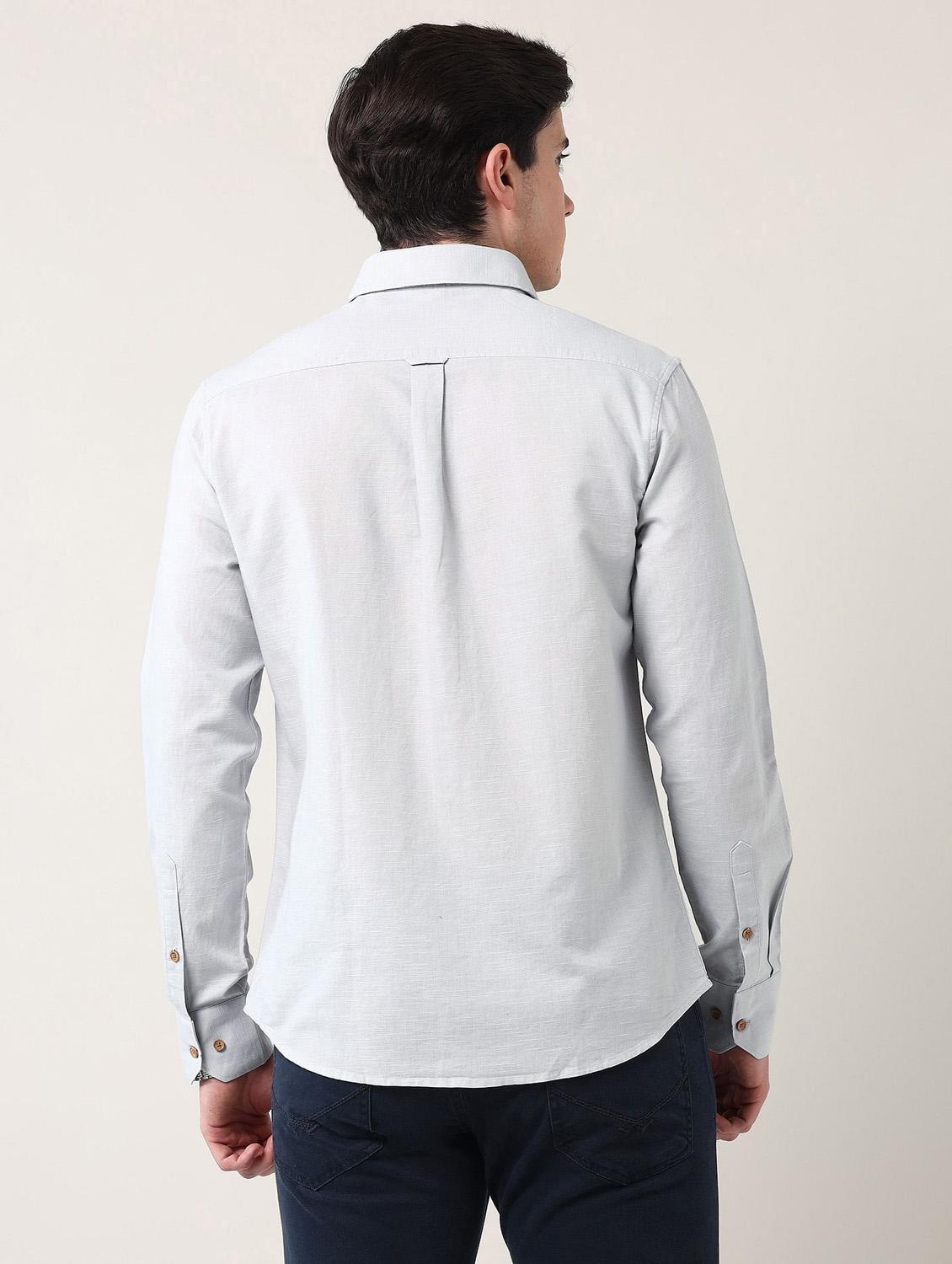 men solid long sleeve regular fit casual shirt - 21943342 - Standard Image - 3