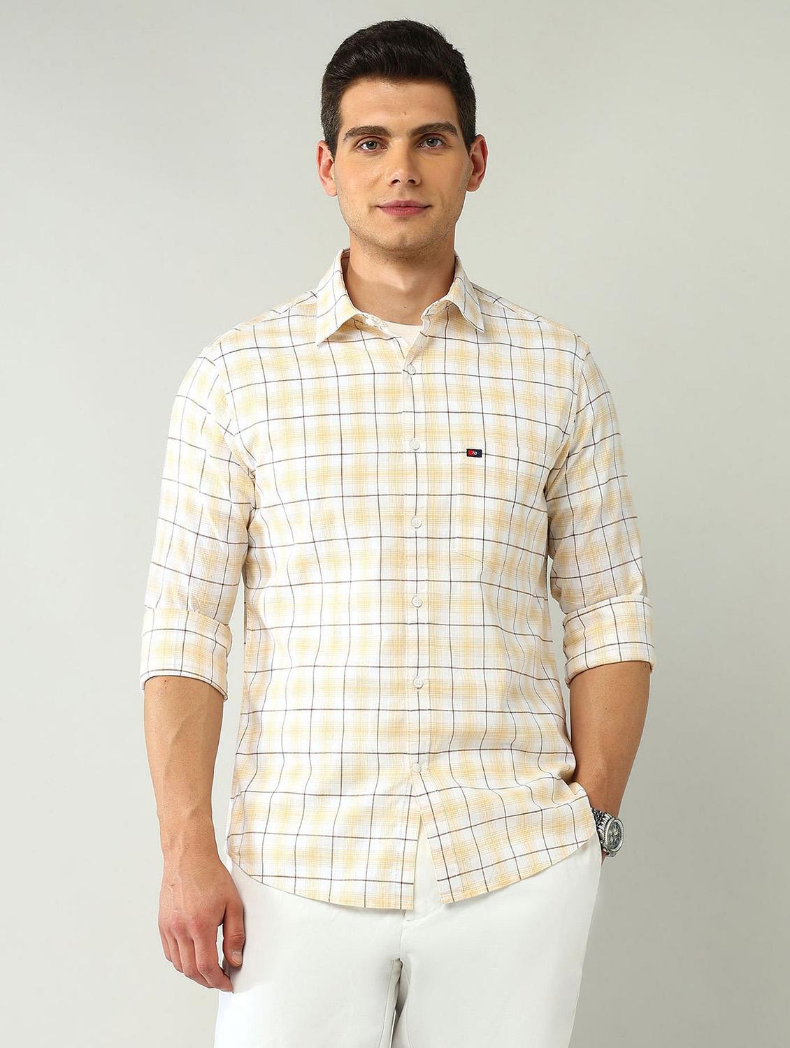 men checkered long sleeve regular fit casual shirt
