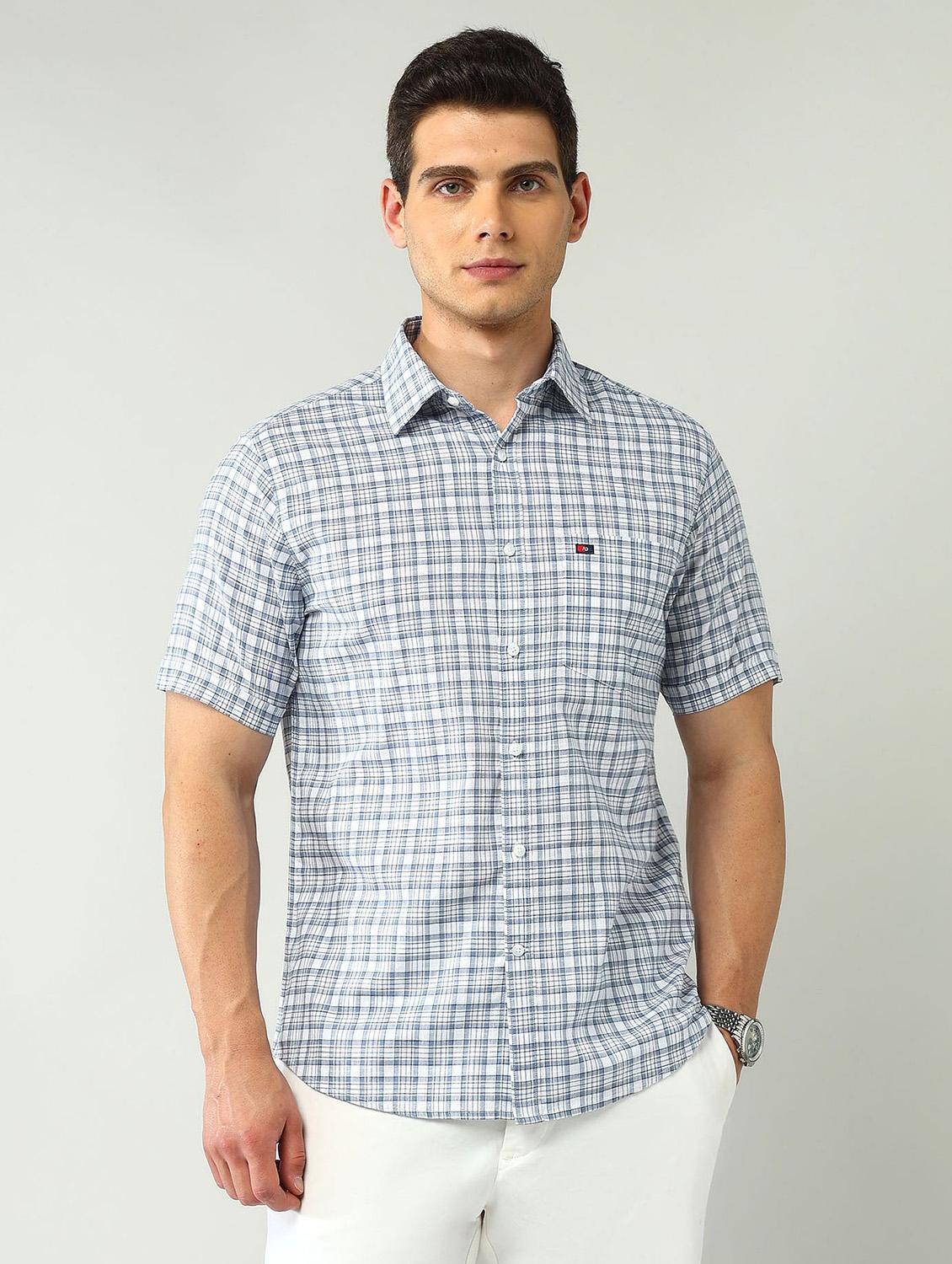 men checkered short sleeve regular fit casual shirt - 21943373 - Zoom Image - 0