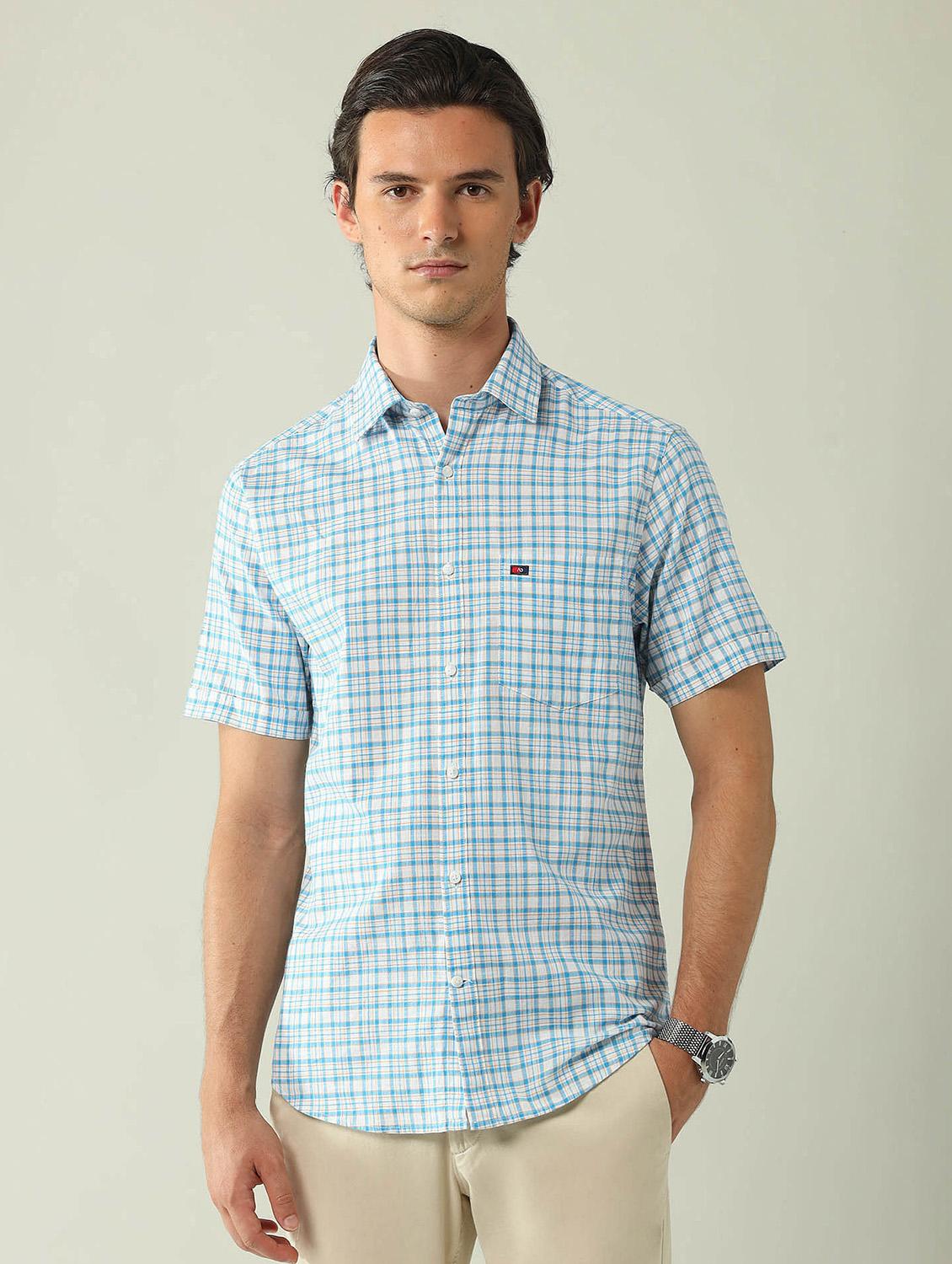 men checkered short sleeve regular fit casual shirt - 21943374 - Zoom Image - 0