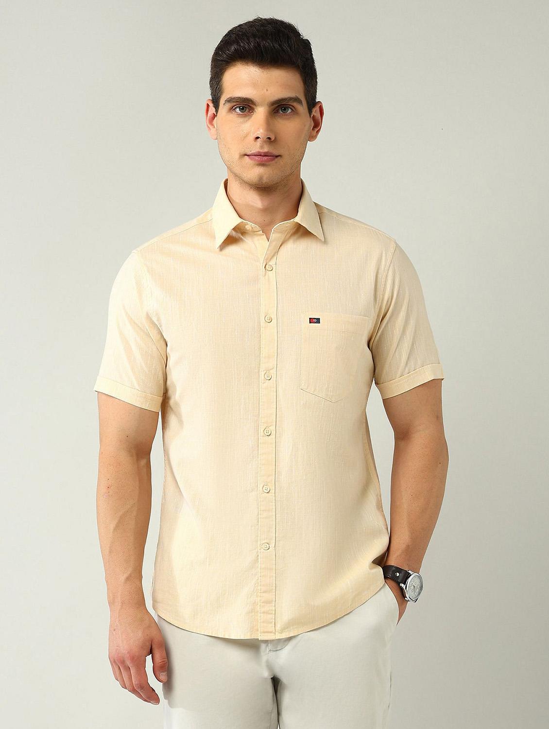 men solid short sleeve regular fit casual shirt
