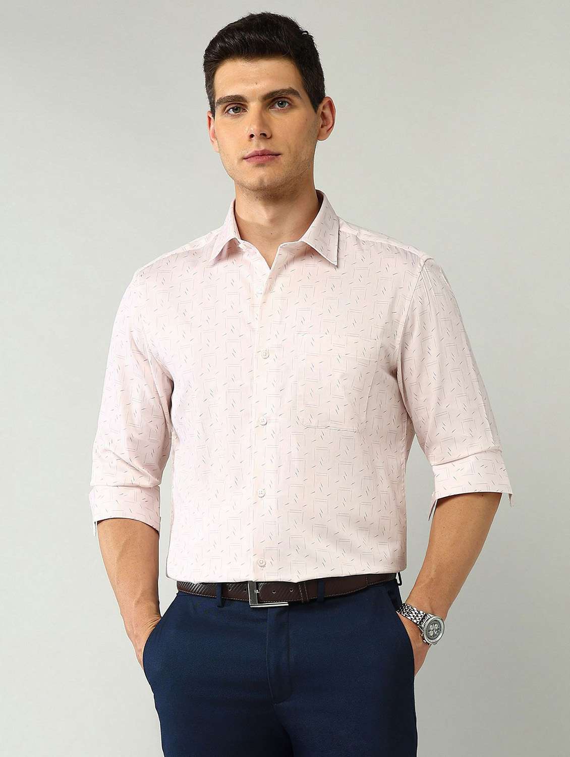 men printed long sleeve regular fit formal shirt - 21943390 -  Zoom Image - 0