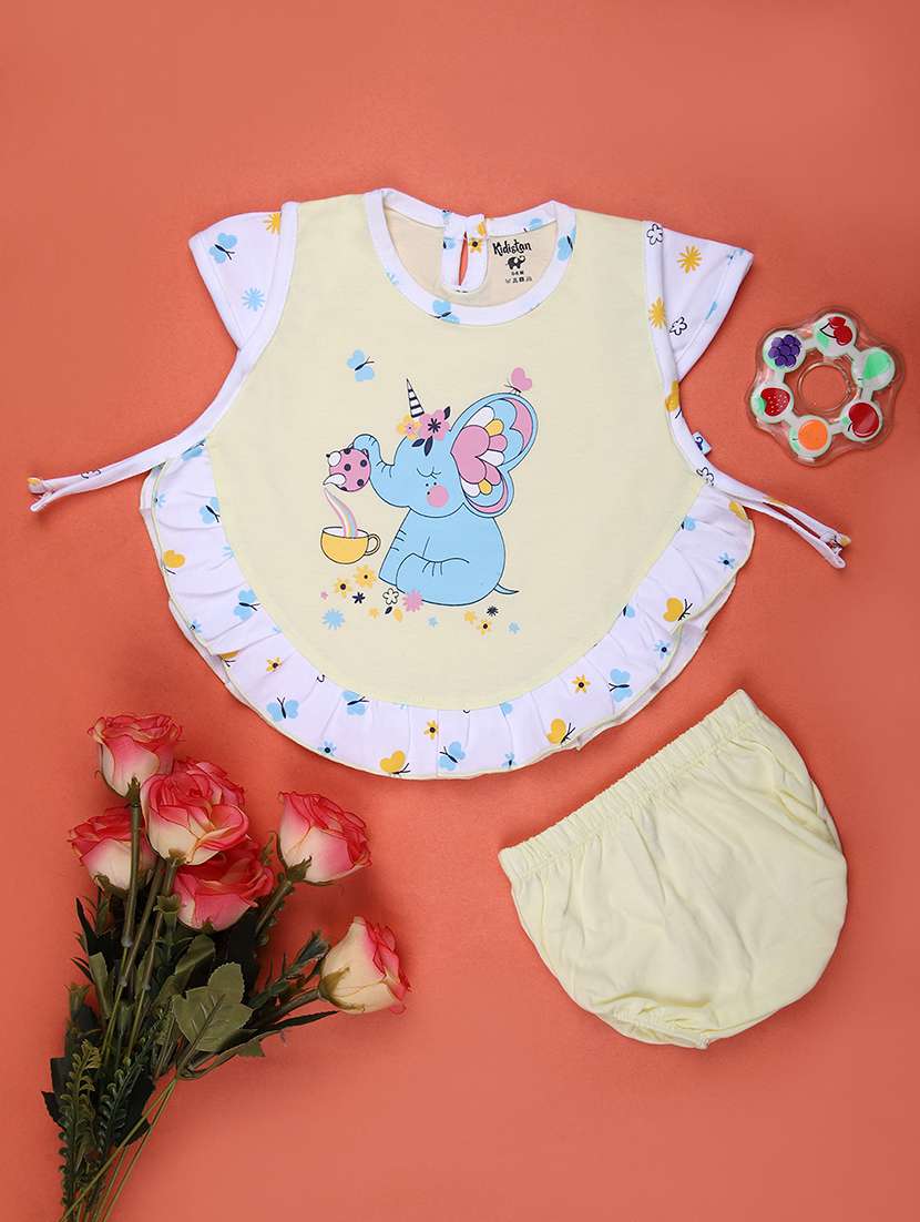 girls yellow printed frock with bloomer - 21943466 -  Zoom Image - 0