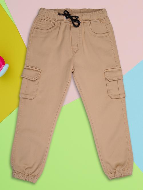boys beige solid mid rise cargo - 21943471 - Standard Image - 0