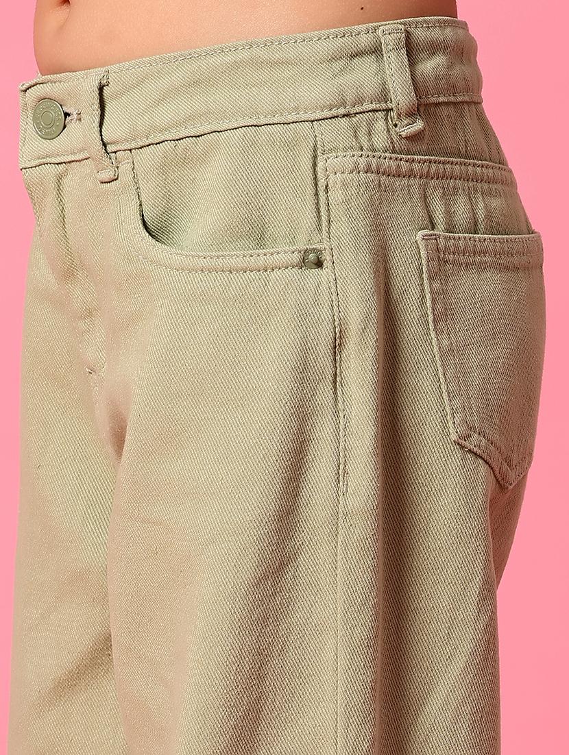 girls olive solid mid rise wide leg jeans - 21943474 - Standard Image - 3