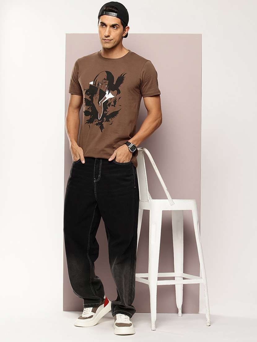 men front print round neck regular fit t-shirt - 21943482 - Standard Image - 3