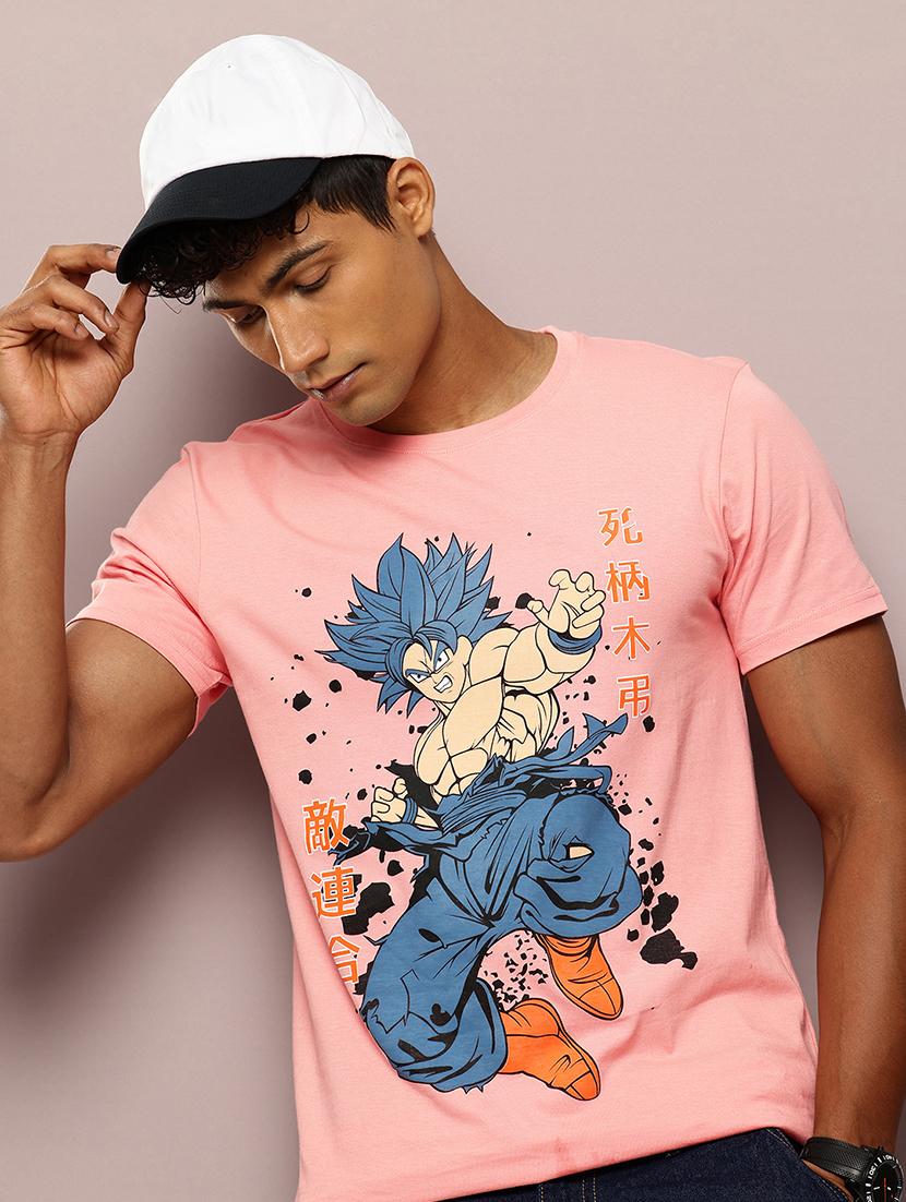 men front print round neck regular fit t-shirt