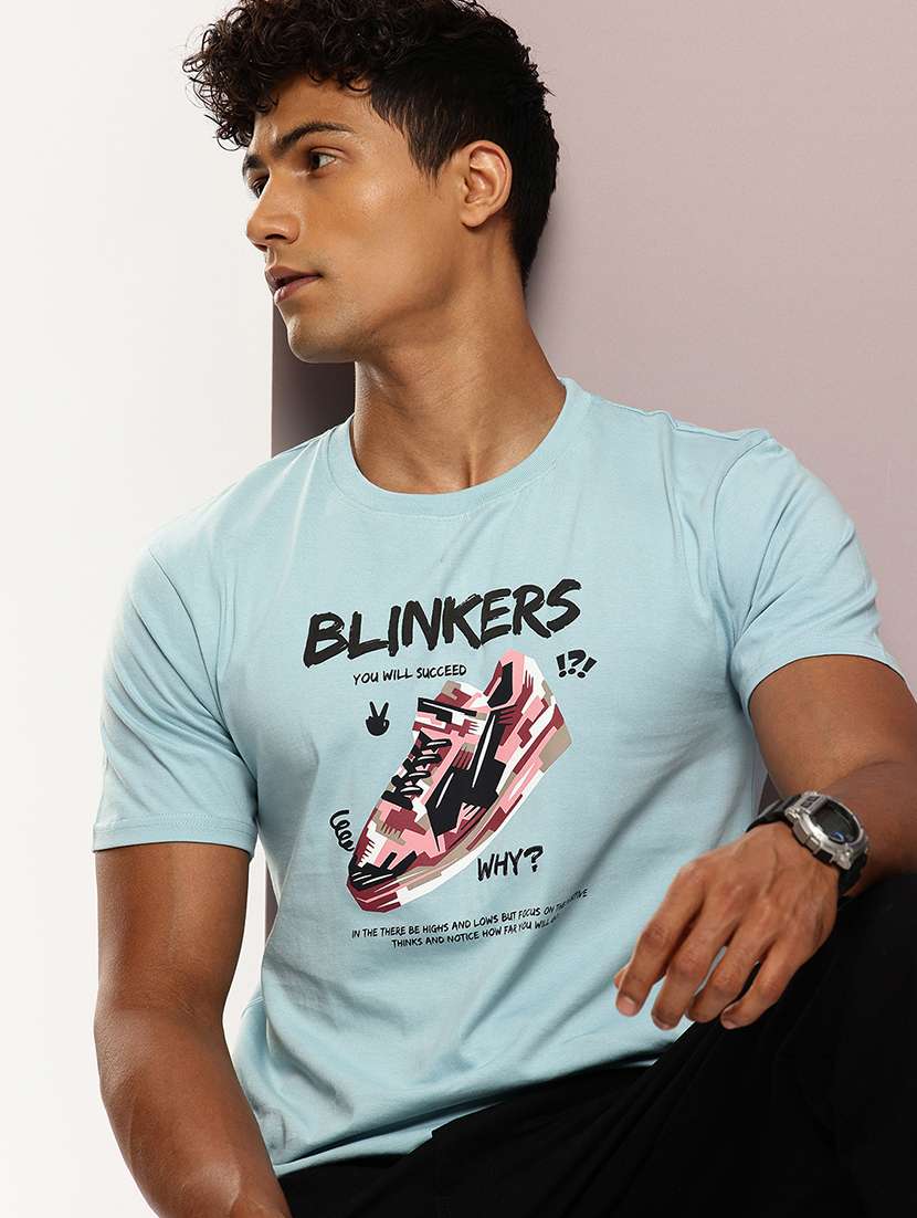 men front print round neck regular fit t-shirt