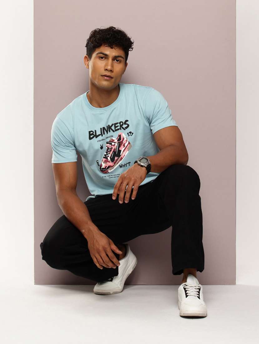 men front print round neck regular fit t-shirt - 21943490 - Standard Image - 3