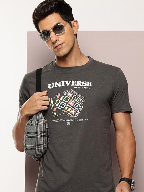 men chest print round neck regular fit t-shirt - 21943491 -  Standard Image - 0
