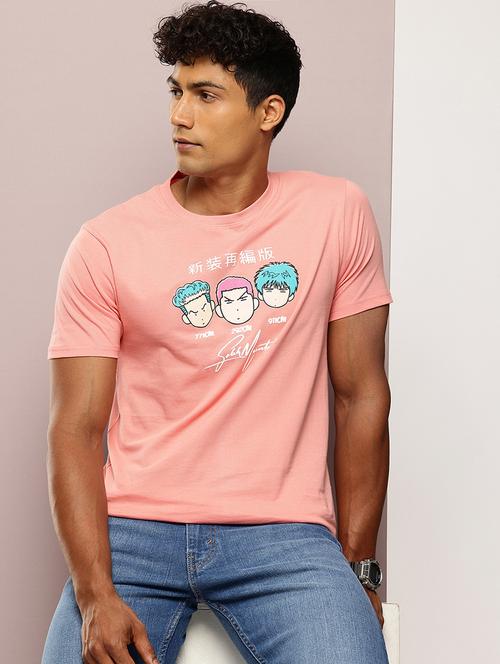 men chest print round neck regular fit t-shirt - 21943495 - Standard Image - 0
