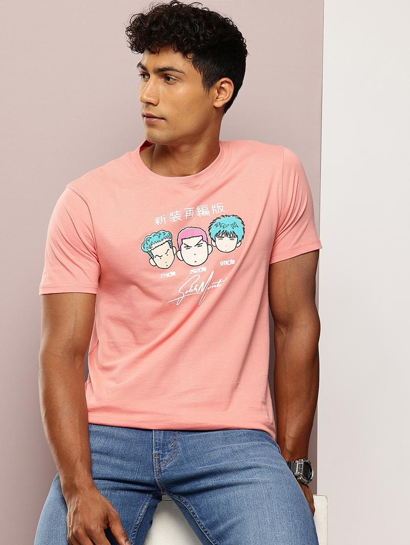 men chest print round neck regular fit t-shirt - 21943495 - Zoom Image - 0