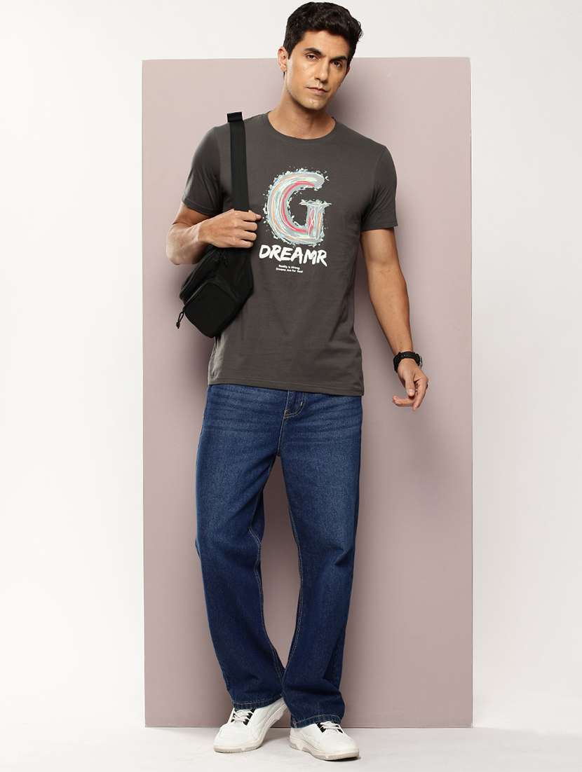 men front print round neck regular fit t-shirt - 21943501 -  Standard Image - 3