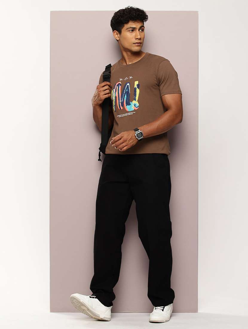 men front print round neck regular fit t-shirt - 21943502 - Standard Image - 3
