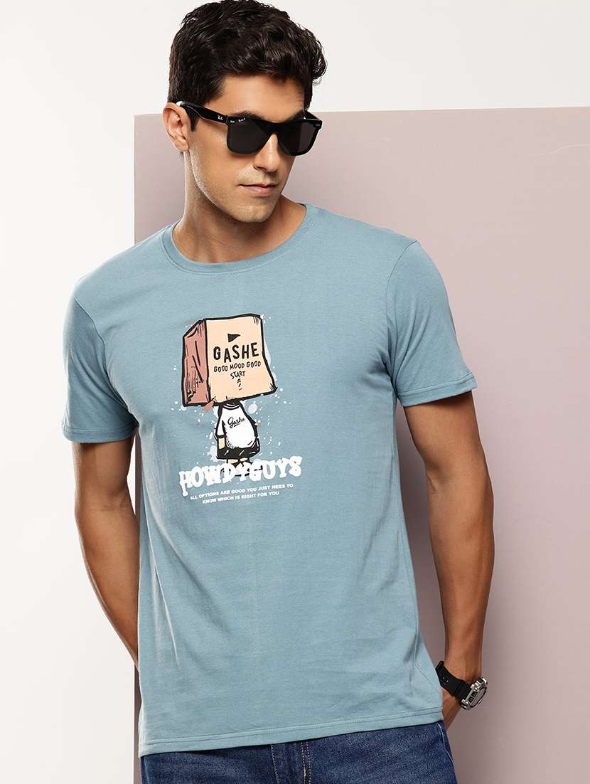 men front print round neck regular fit t-shirt - 21943503 -  Zoom Image - 0
