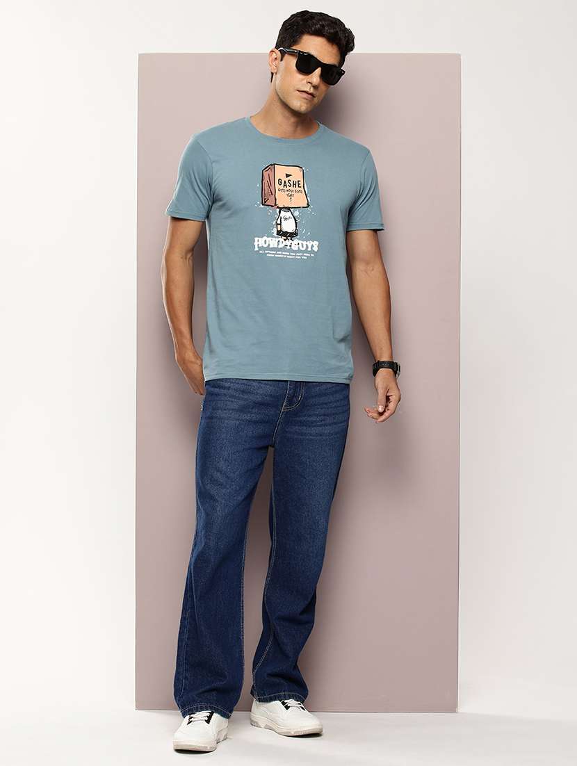 men front print round neck regular fit t-shirt - 21943503 - Standard Image - 3