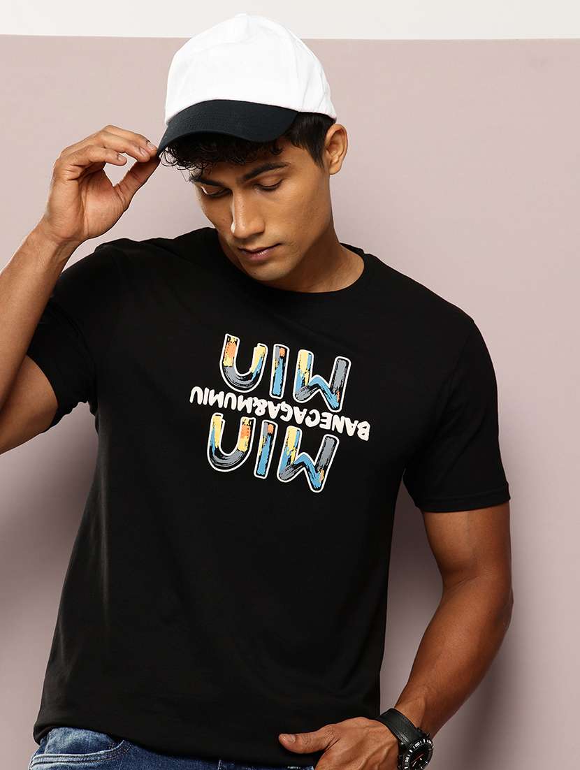 men chest print round neck regular fit t-shirt - 21943506 -  Zoom Image - 0