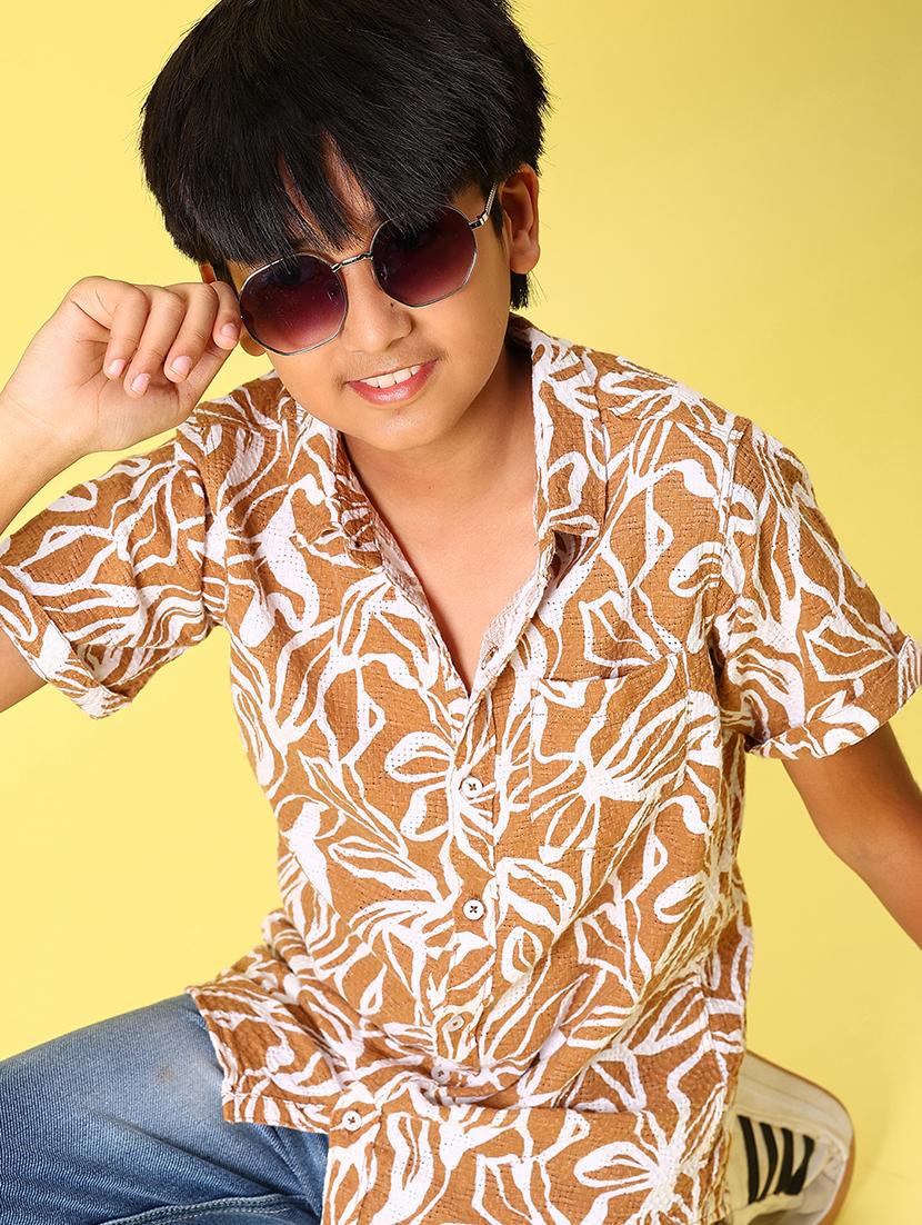 boys printed collared short sleeve shirt - 21943510 -  Zoom Image - 0