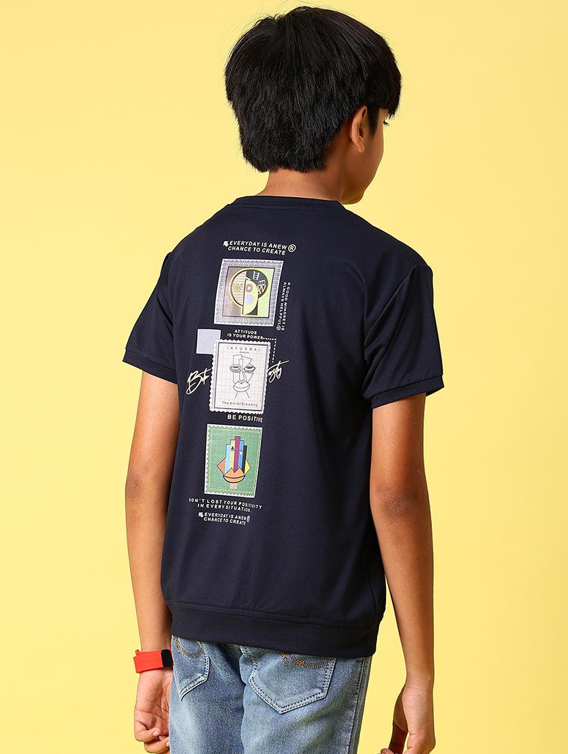 boys front & back printed round neck t-shirt - 21943526 - Zoom Image - 0