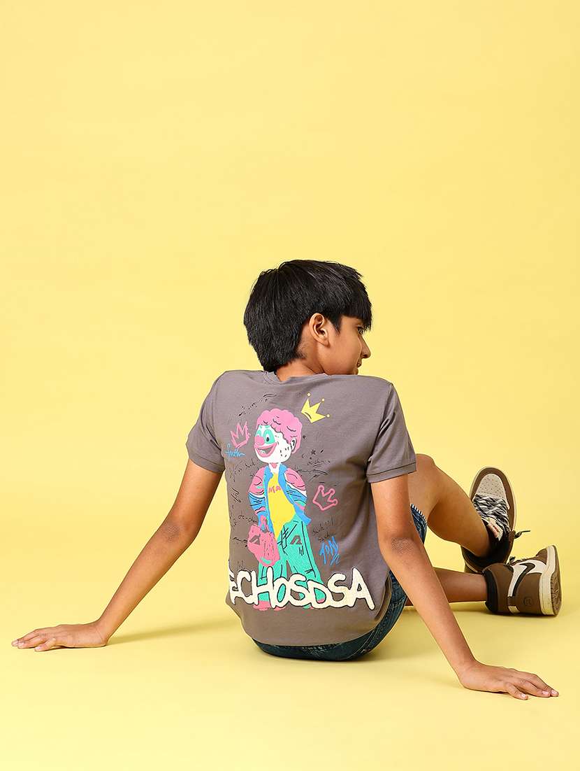 boys front & back printed round neck t-shirt - 21943534 - Standard Image - 5