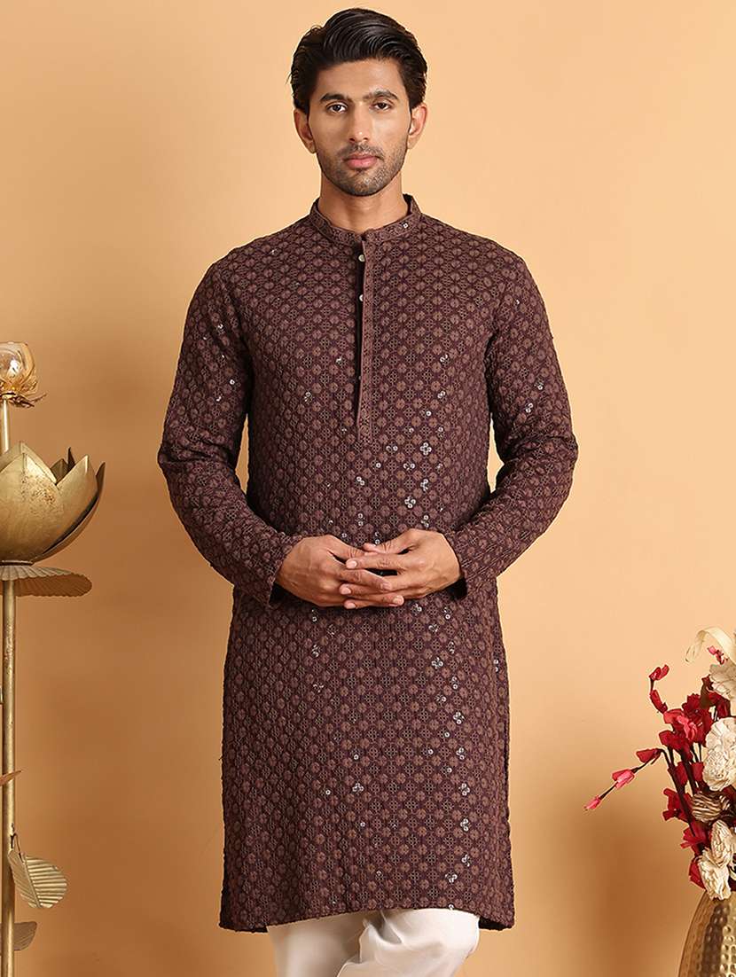 brown viscose long kurta - 21943554 - Zoom Image - 0