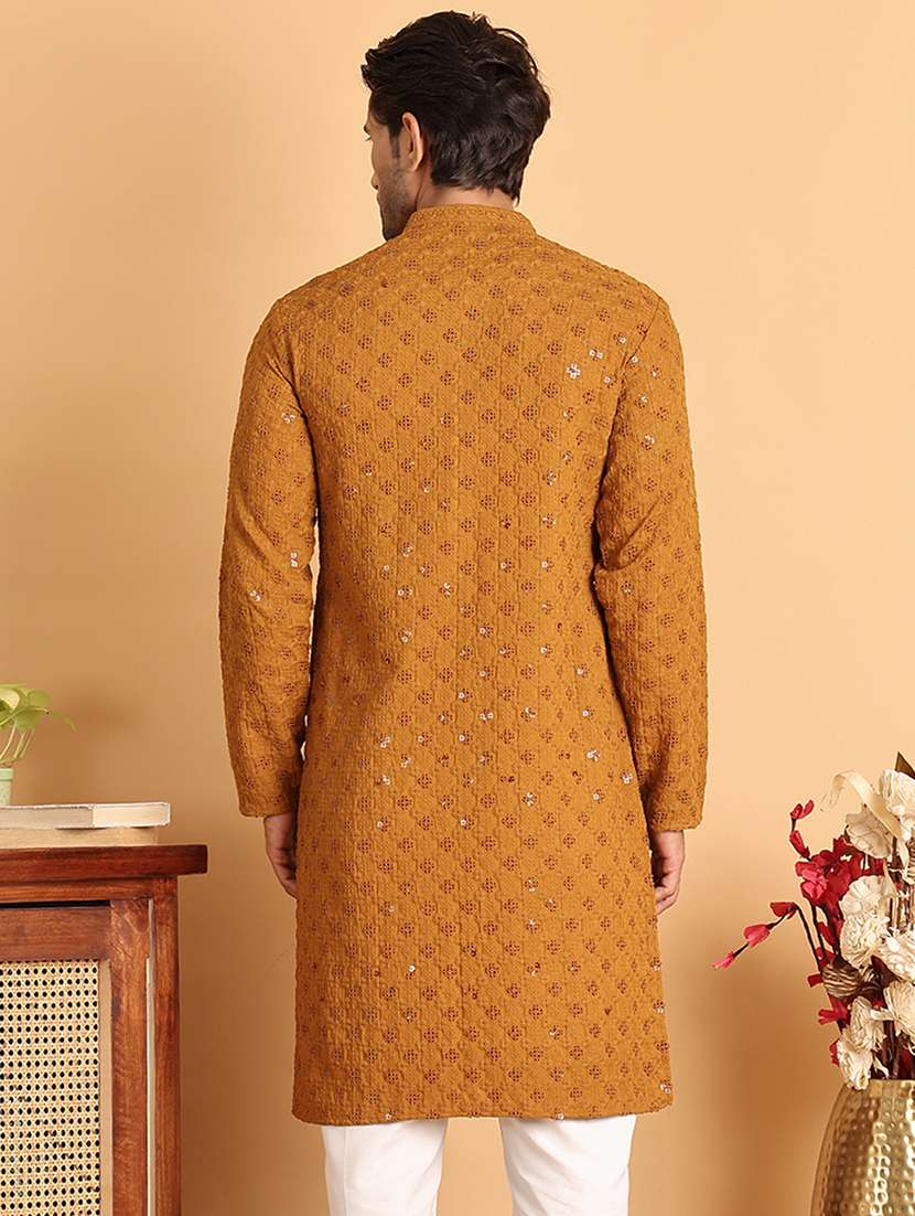 mustard viscose long  kurta - 21943555 -  Standard Image - 3