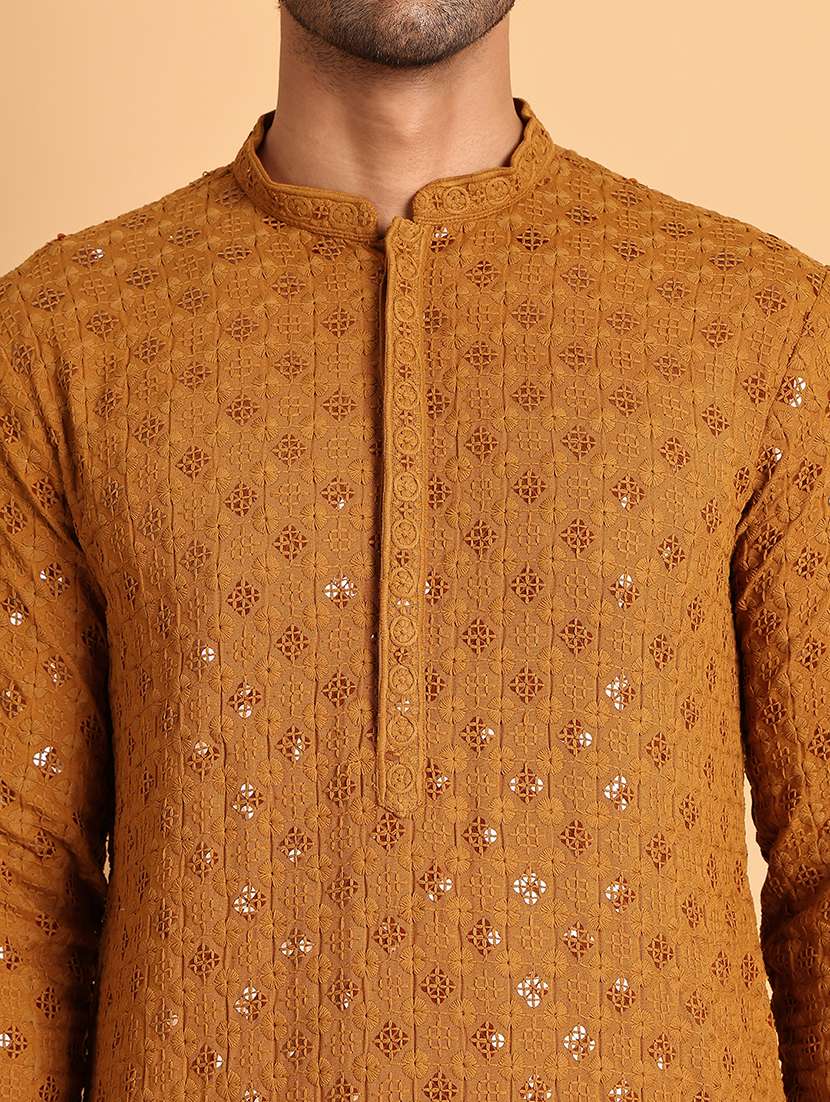 mustard viscose long  kurta - 21943555 -  Standard Image - 5