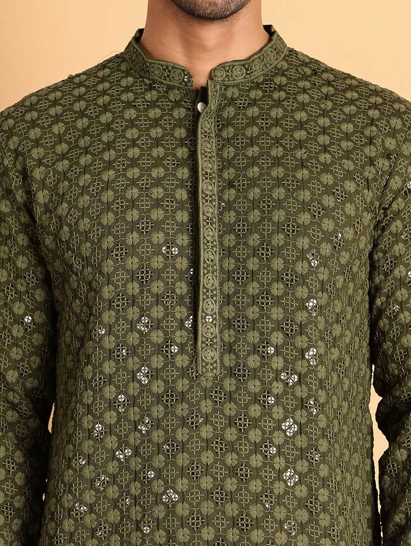 olive viscose long kurta - 21943556 - Standard Image - 5