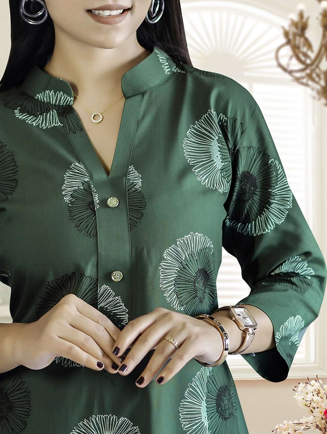 women three quarter sleeve kurta palazzo set - 21943613 -  Standard Image - 5