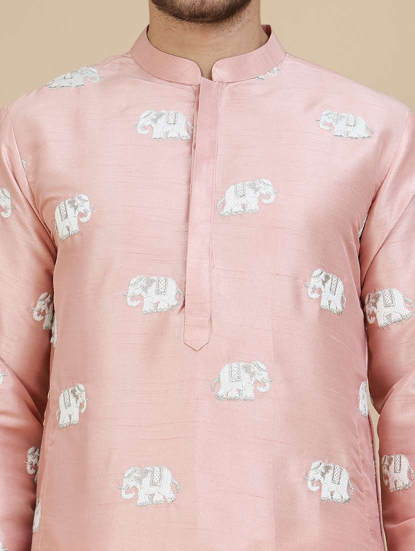 men embroidered mandarin neck long kurta - 21943629 -  Standard Image - 5