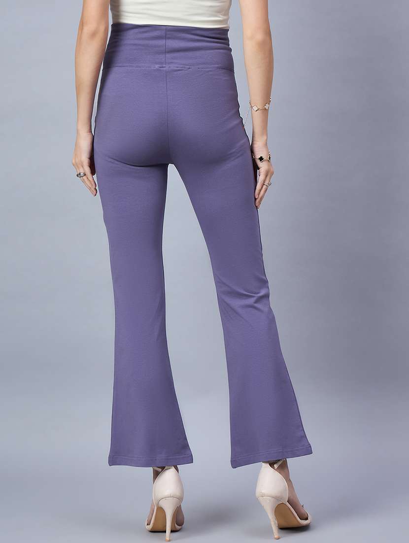 women solid high rise bootcut trouser - 21943644 -  Standard Image - 3