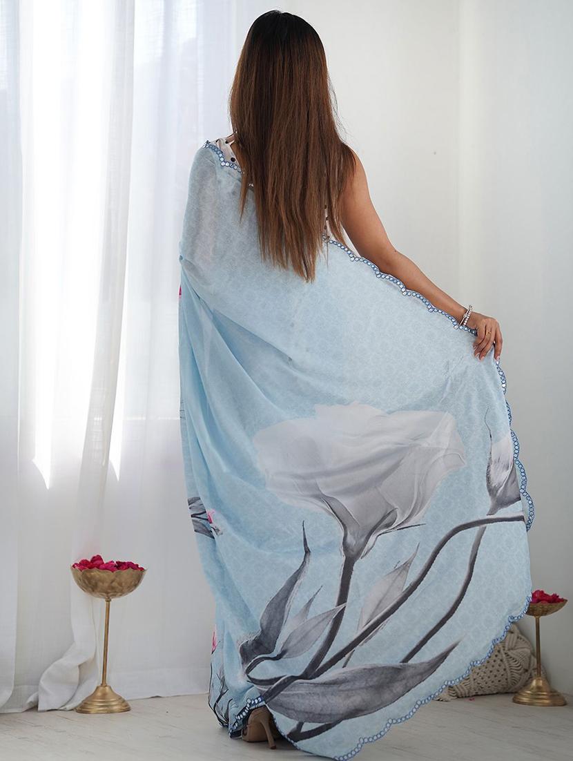 women printed casual wear saree with blouse - 21943650 - Standard Image - 3