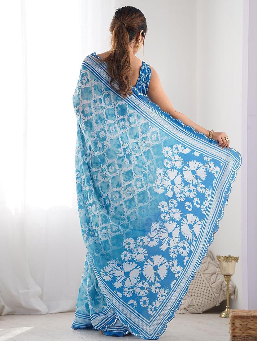women printed casual wear saree with blouse - 21943655 - Standard Image - 3