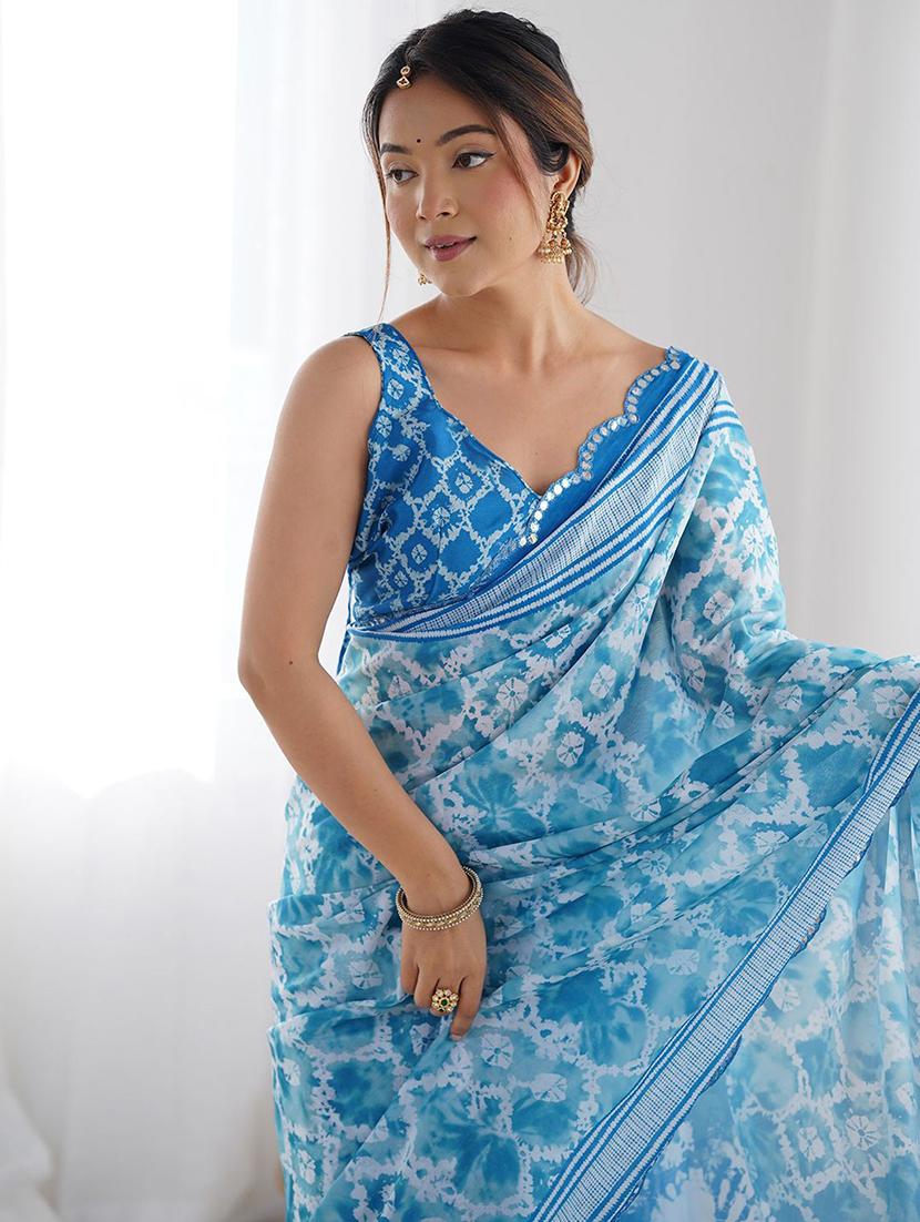 women printed casual wear saree with blouse - 21943655 - Standard Image - 5