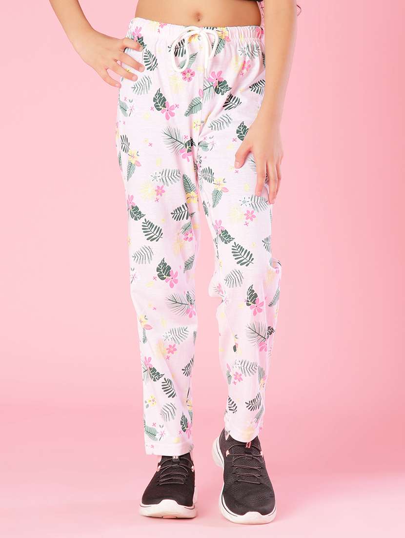 girls printed mid rise pyjama
