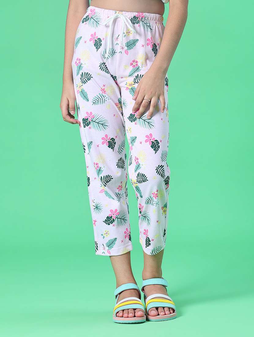 girls printed mid rise pyjama