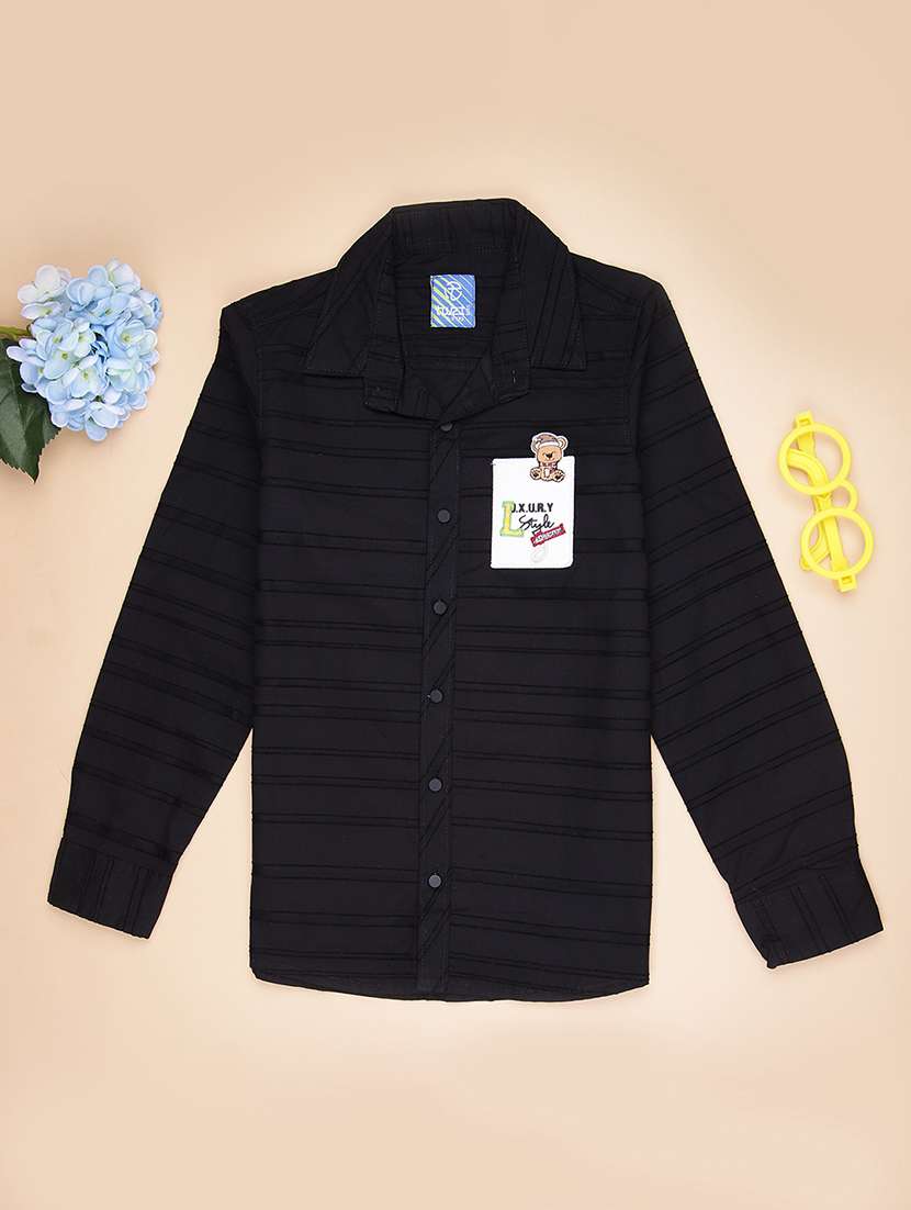 boys striped long sleeve regular fit shirt