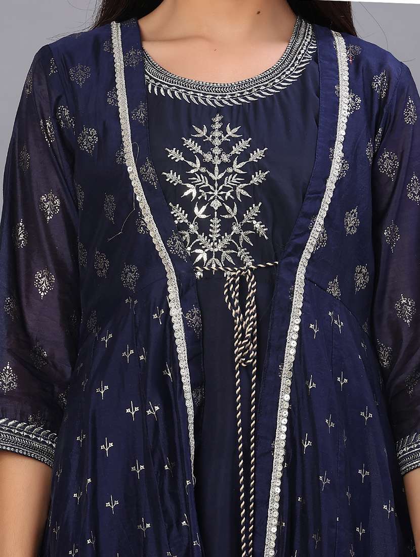 women printed three quarter sleeve layered kurta - 21943811 -  Standard Image - 5