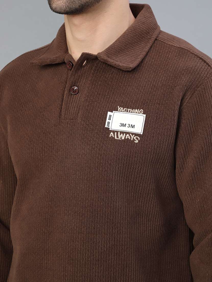 men solid long sleeve polo sweatshirt - 21943818 -  Standard Image - 5