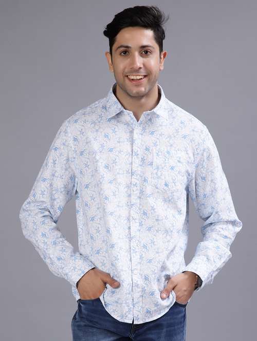 men printed collared long sleeve shirt - 21943840 -  Standard Image - 0