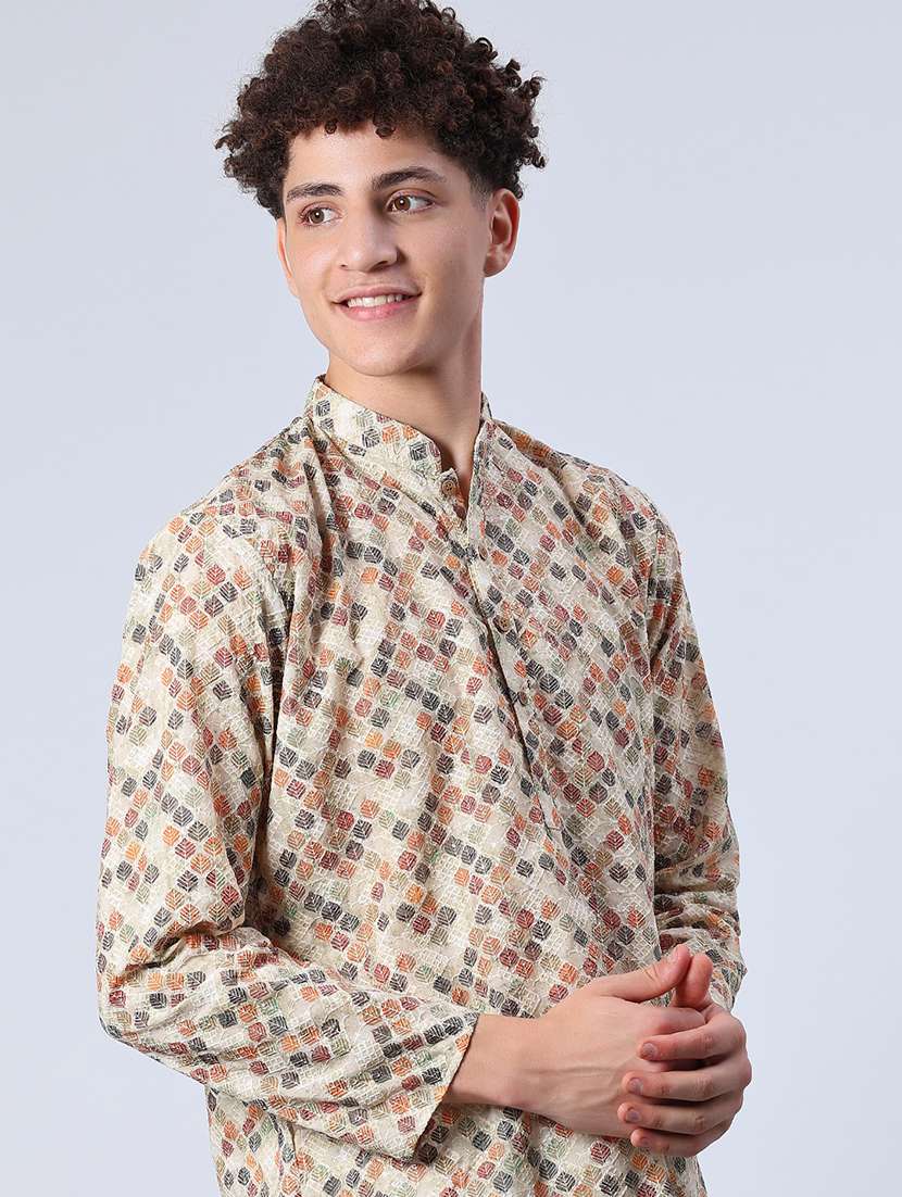 men long sleeve kurta and pyjama set - 21943850 -  Standard Image - 3