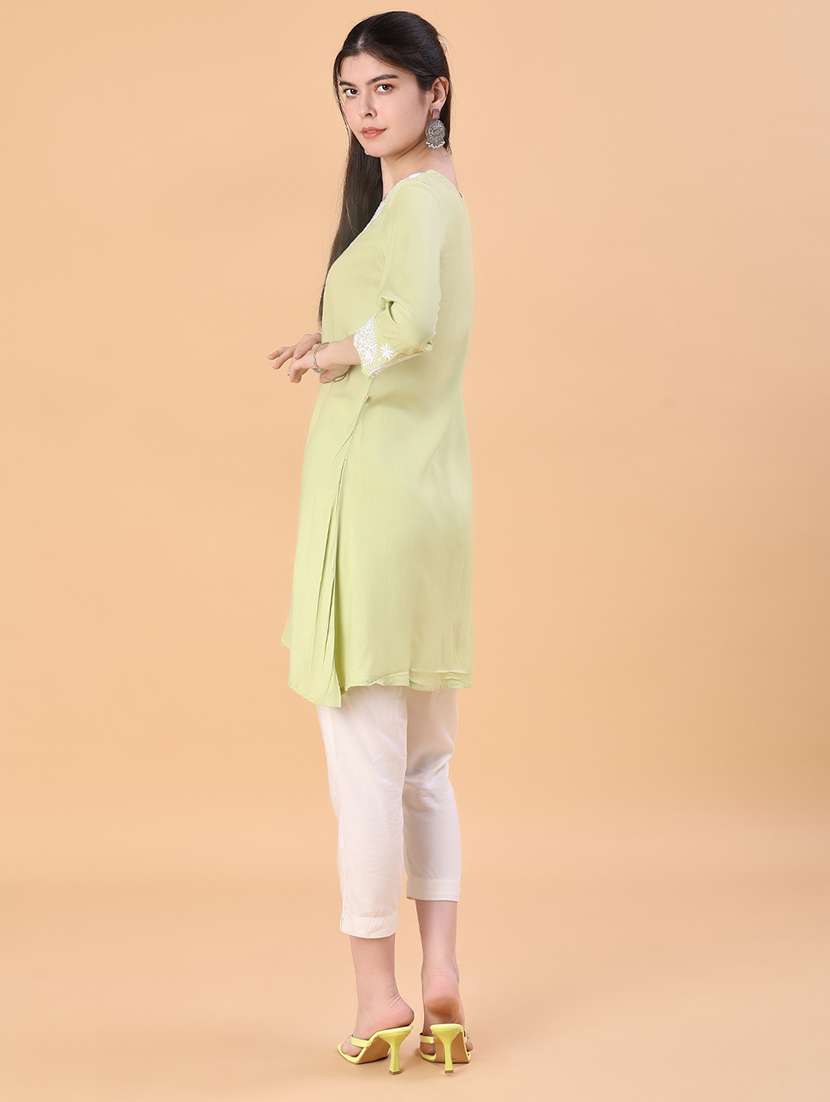 women embroidered three quarter sleeve kurti - 21943868 -  Standard Image - 3