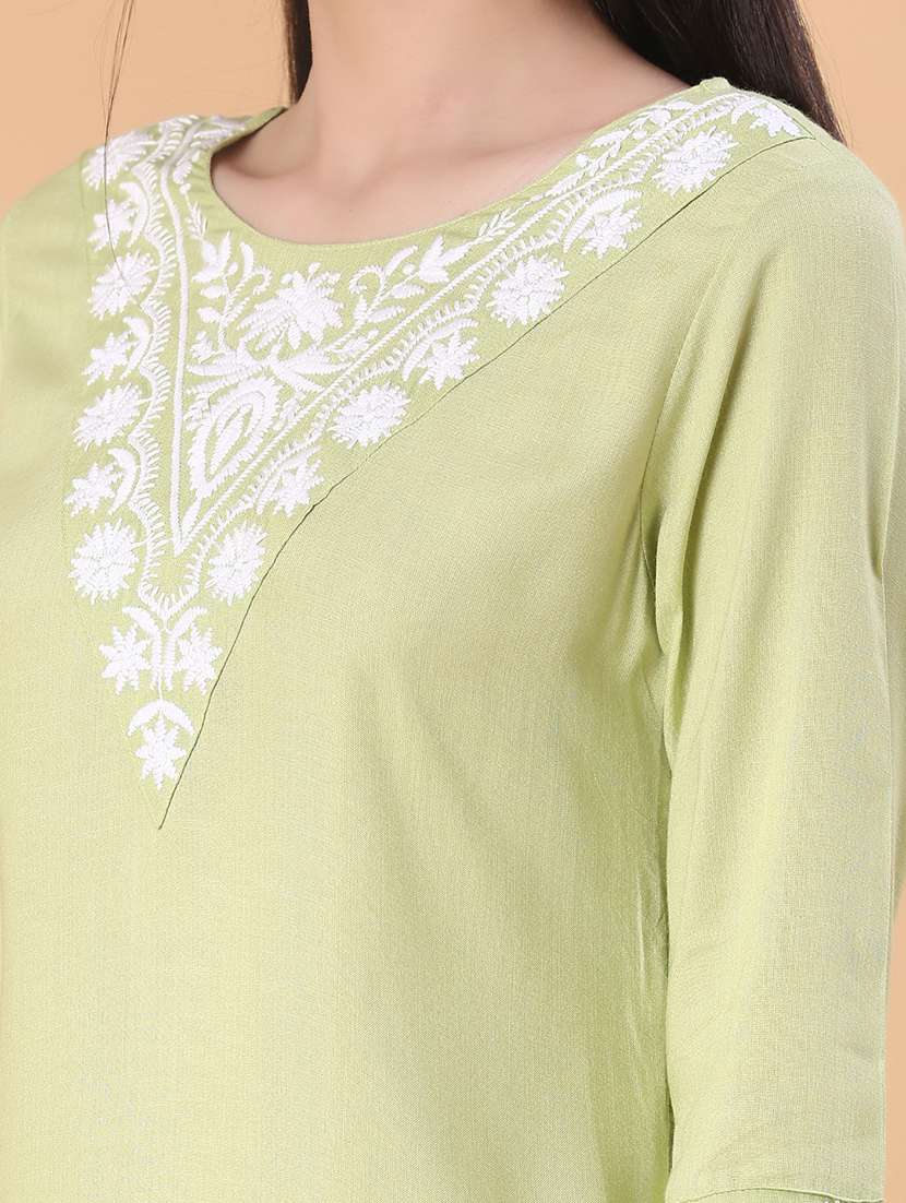 women embroidered three quarter sleeve kurti - 21943868 -  Standard Image - 5