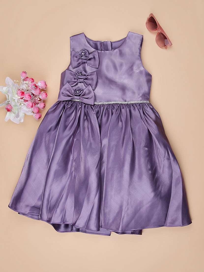 girls solid sleeveless flared frock