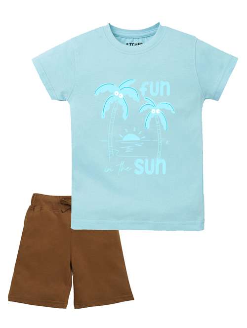 boys printed t-shirt & shorts casual wear set - 21944160 -  Standard Image - 0