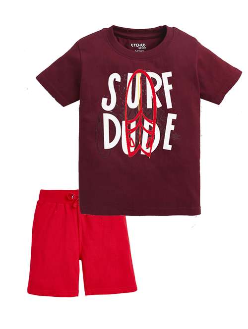 boys printed t-shirt & shorts casual wear set - 21944163 -  Standard Image - 0