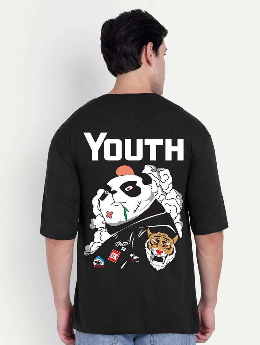 men black short sleeve oversized t-shirt - 21944435 - Zoom Image - 0
