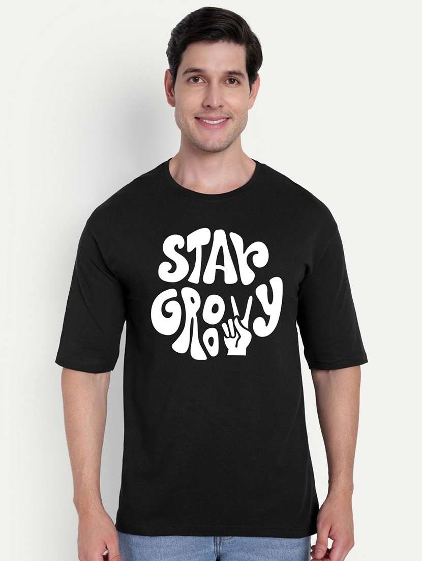 men black short sleeve oversized t-shirt - 21944449 -  Zoom Image - 0
