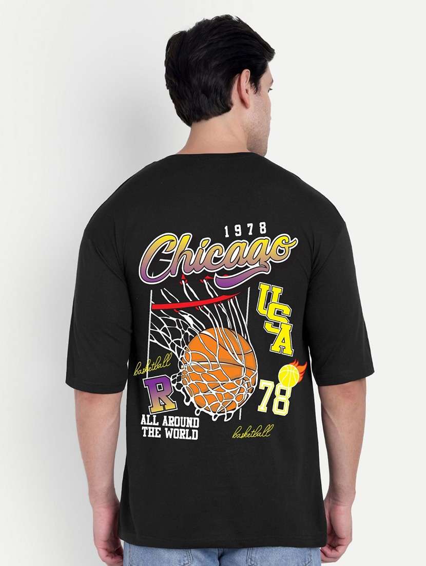 men black short sleeve oversized t-shirt - 21944454 -  Zoom Image - 0